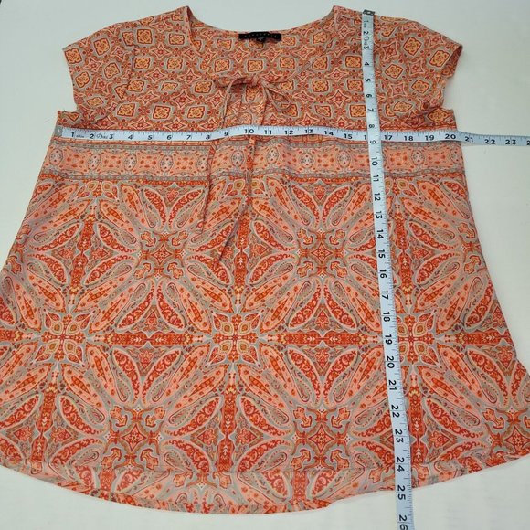 Sanctuary Top Womens S Paisley Medallion Boho Short Sleeve Peasant Blouse - Picture 6 of 7
